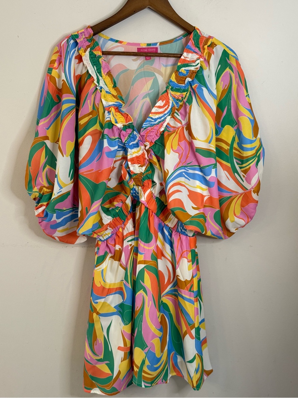 Flying Tomato preppy pastel romper retro 70s abstract floral LG - Picture 4 of 15